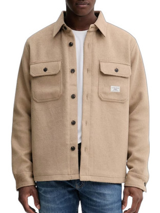 Guess Ανδρικό Πουκάμισο Μακρυμάνικο Overshirt Μπεζ M5BH68W1542000