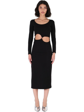 Salt & Pepper Reyna Midi Βραδινό Φόρεμα Μεταξωτό Μαύρο 00001475