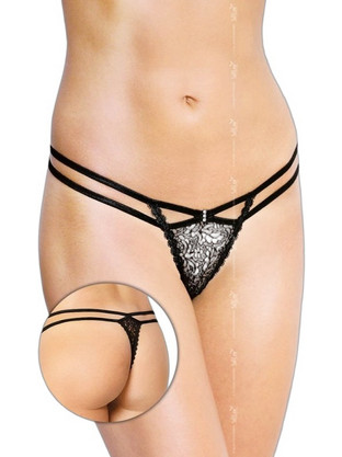 Softline Γυναικείο Sexy String με Δαντέλα Μαύρο 2450
