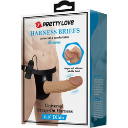 Pretty Love Draven Εσώρουχο Strap On με Dildo 17.5cm & Δόνηση Flesh