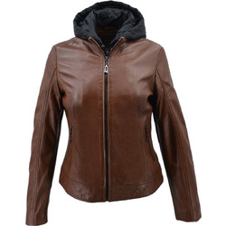 Leather 100 Γυναικείο Μπουφάν Χειμωνιάτικο Δερμάτινο Κοντό Σοκολατί 08-W-KATE-EX
