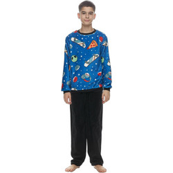 Galaxy Παιδική Πιτζάμα Βαμβακερή Χειμωνιάτικη Royal Blue Μαύρη 139-25