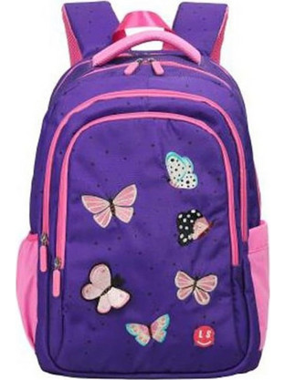 Lyc Sac Butterflies Σχολική Τσάντα Πλάτης Δημοτικού Μωβ 03826
