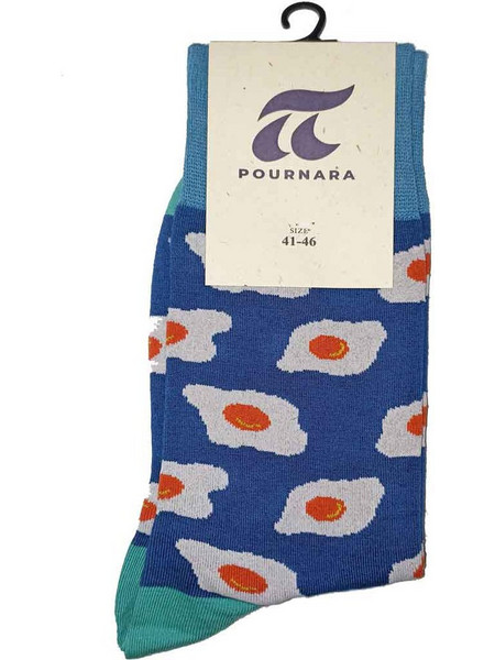 Pournara Eggs Ανδρικές Κάλτσες Ψηλές με Σχέδια Navy Μπλε 598029