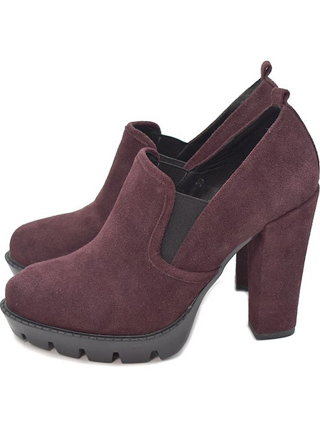 Bibi Lou Γόβες Suede με Χοντρό Ψηλό Τακούνι Μπορντό 534T60VK