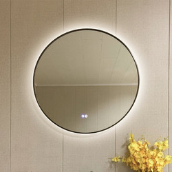 Inter Ceramic Στρογγυλός Καθρέπτης Μπάνιου Led Αντιθαμβωτικός Αφής Μεταλλικός Brush Dark ICL 1855/80