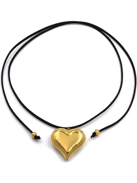 Awear Velvet Heart Γυναικείο Κολιέ Τσόκερ Καρδιά από Ατσάλι Xρυσό