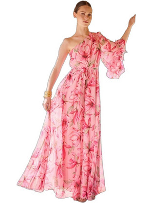 Desiree Maxi Καλοκαιρινό Φόρεμα για Γάμο / Βάπτιση Floral Ροζ 08.44073