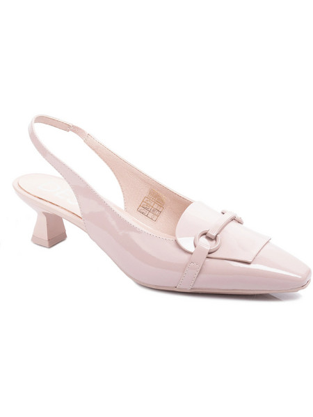 Desiree Γόβες Slingback Λουστρίνι με Λεπτό Χαμηλό Τακούνι Nude 900-77237
