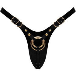 Leatherette Fabulous Harness Strap On Μαύρο