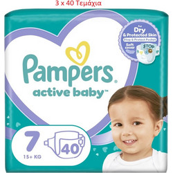 Pampers Active Baby Πάνες No7 15+kg 120τμχ