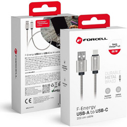 Forcell F-Energy Metal C234 Braided USB-A to USB-C 66W 2m Silver 5903396381249