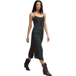 Superdry Midi Καλοκαιρινό Καθημερινό Φόρεμα Μεταξωτό Μαύρο W8012079A-LES