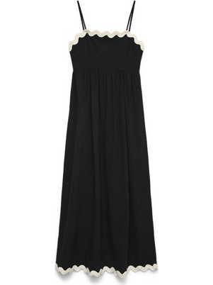 Vero Moda Maxi Καλοκαιρινό Καθημερινό Φόρεμα Μαύρο 10341317