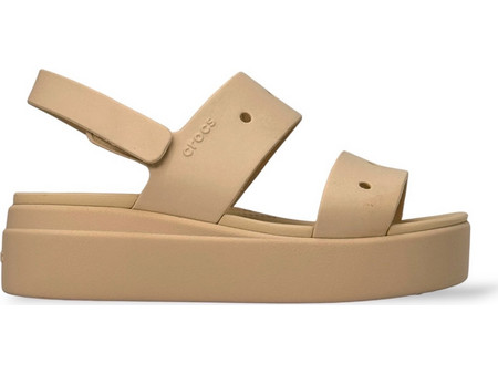 Crocs Brooklyn 4U Ανατομικές Καλοκαιρινές Γυναικείες Πλατφόρμες Χαμηλές Μπεζ 210676-160