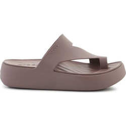 Crocs Toe Loop Γυναικείες Σαγιονάρες Flatforms Ανατομικές Αντιολισθητικές Γκρι 210834-0LF