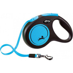 Flexi New Neon Πτυσσόμενο Λουρί Σκύλου έως 25kg 5m Μαύρο Μπλε