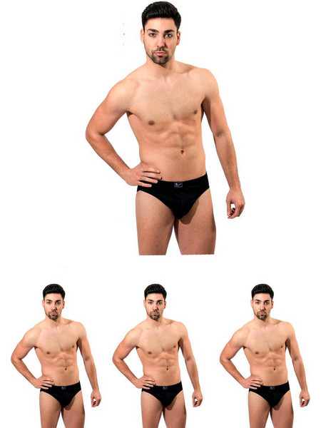 Lido Ανδρικά Σλιπ Βαμβακερά Μαύρα 4Pack PRO-111