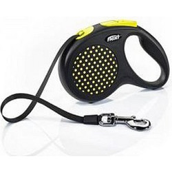 Flexi Dot Design Πτυσσόμενο Λουρί Σκύλου έως 15kg 5m Μαύρο Κίτρινο