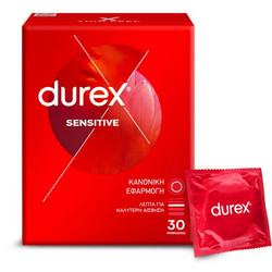 Durex Sensitive Regular Fit Προφυλακτικά Λεπτά με Λιπαντικό 30τμχ