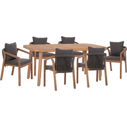 HomeMarkt Contrel Σετ Τραπεζαρία Κήπου Μασίφ Ξύλο 7τμχ Καφέ Γκρι HM10899.02