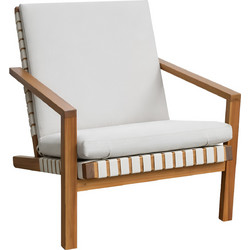 HomeMarkt Lounge Dame Πολυθρόνα Κήπου Μασίφ Ξύλο Λευκή Καφέ HM6531