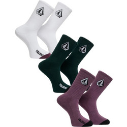Volcom Ανδρικές Κάλτσες Ψηλές με Σχέδια Λευκές Μαύρες Μωβ 3Pack D6332602-MLT