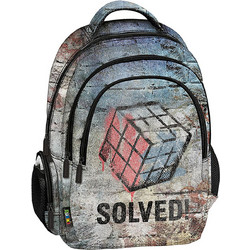 Graffiti Solved Rubik's Σχολική Τσάντα Πλάτης Δημοτικού Γκρι 266211