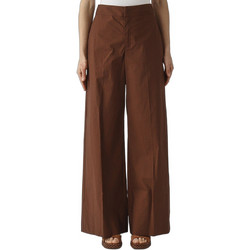 TWINSET Ψηλόμεση Υφασμάτινη Γυναικεία Παντελόνα Relaxed Εφαρμογή Σοκολατί 261TT2150-12110