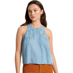 Superdry Γυναικείο Καλοκαιρινό Crop Top Τζιν Γαλάζιο W6010811A-FEN
