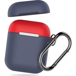 AHAstyle PT46 Θήκη Σιλικόνης με Γάντζο για Apple AirPods 1 Μπλε Κόκκινη