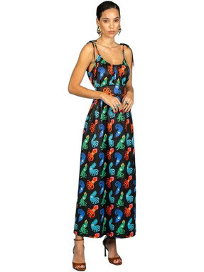 Chaton Maxi Καλοκαιρινό Βραδινό Φόρεμα Μαύρο 131-81850