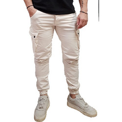 Cover Ανδρικό Παντελόνι Cargo Joggers Ελαστικό Κανονική Εφαρμογή Εκρού N0190