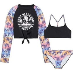 Bonprix Αντηλιακό UV Παιδικό Μαγιό Bikini Set για Κορίτσι Μαύρο Μωβ 950989