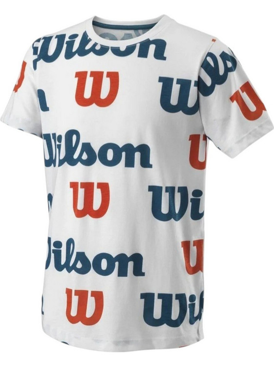 Wilson Wilson All Over Logo Παιδικό T-Shirt Κοντομάνικο Λευκό Μπλε Κόκκινο WRA807301-00