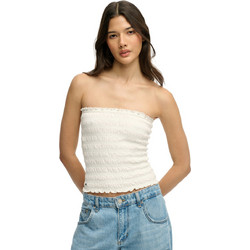 Superdry Γυναικείο Καλοκαιρινό Crop Top Βαμβακερό Λευκό W6012225A
