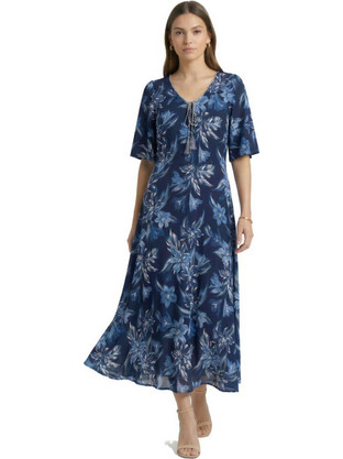 Anna Raxevsky Midi Καλοκαιρινό Βραδινό Φόρεμα Floral Navy Μπλε D26112