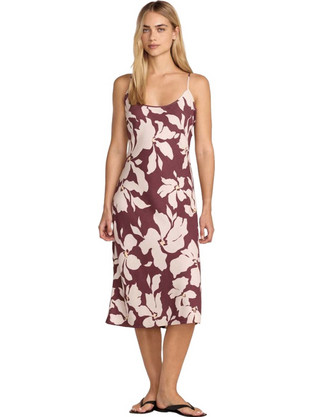 RVCA Let's Dance Midi Καλοκαιρινό Καθημερινό Φόρεμα Floral Σοκολατί 23B132511-TBR