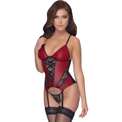 Cottelli Sexy Κορσές με Δαντέλα & Ζαρτιέρες Μαύρος Κόκκινος 26328023021
