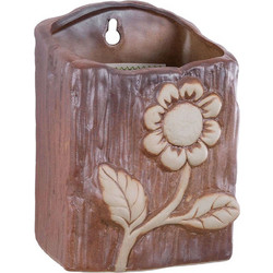 Globostar Bilbao Κασπώ Χωρίς Σχέδιο Επιτοίχιo Πήλινο Μπεζ Καφέ 13x10x17cm 20535