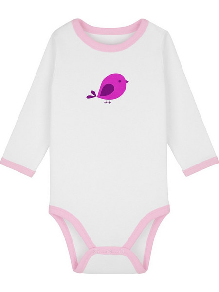 Lullaby Planet Bird Φορμάκι Εσώρουχο Μακρυμάνικo για Κορίτσι Λευκό Ροζ 802-1701