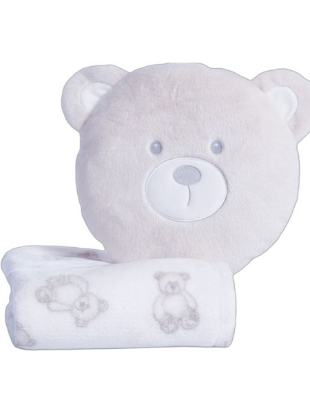 Nef-Nef Honey Bear Κουβέρτα Αγκαλιάς Fleece με Λούτρινο Μαξιλάρι 75x100 Εκρού