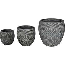 Pakoworld Dortu Σετ Κασπώ Δαπέδου Πήλινα Γκρι 56x55cm 3τμχ 397-000011