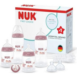 Nuk First Choice+ Σετ Πλαστικά Μπιμπερό με Θηλή Σιλικόνης κατά των Κολικών 0+ Μηνών Monkey Transparent Pink