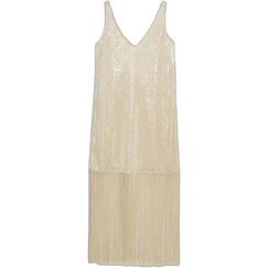 Vero Moda Midi Καλοκαιρινό Φόρεμα για Γάμο / Βάπτιση με Παγιέτες Μπεζ 10355736