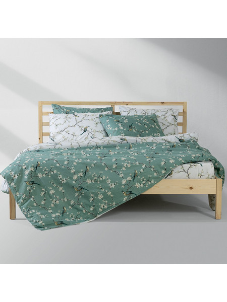Lino Home Σετ Σεντόνια Μονά Βαμβακερά 170x260 Parrots Πετρόλ