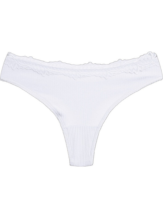 Celestino Βαμβακερό Γυναικείο String με Δαντέλα Λευκό WU9833.A814