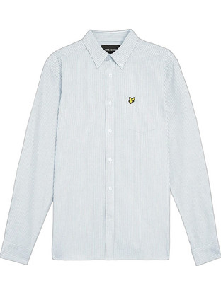 Lyle & Scott Ανδρικό Πουκάμισο Βαμβακερό Ριγέ Μακρυμάνικο Κανονική Γραμμή Γαλάζιο LW2214VT-W490
