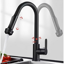 Bonken HT-1200 Μπαταρία Κουζίνας Πάγκου Διπλής Παροχής Ανάμεικτη με Ντουζ Μαύρη