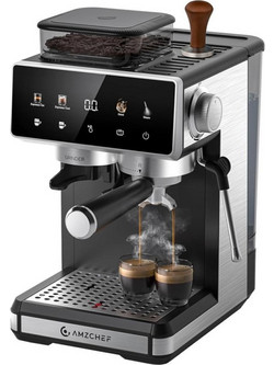 Amzchef CE-CM5560-SV Αυτόματη Μηχανή Espresso 1400W 20bar με Μύλο